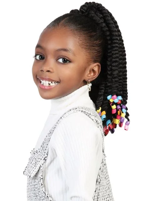 Motown Tress Kidikidi Drawstring Ponytail CANDY POP 8"" Senegal Twist w/ Beads