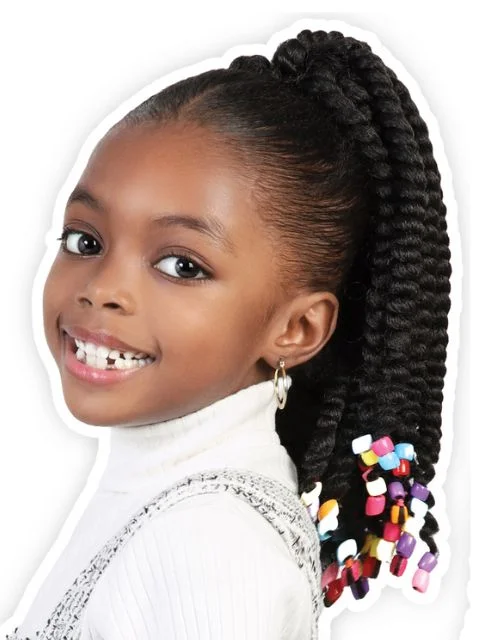 Motown Tress Kidikidi Drawstring Ponytail CANDY POP 8"" Senegal Twist w/ Beads